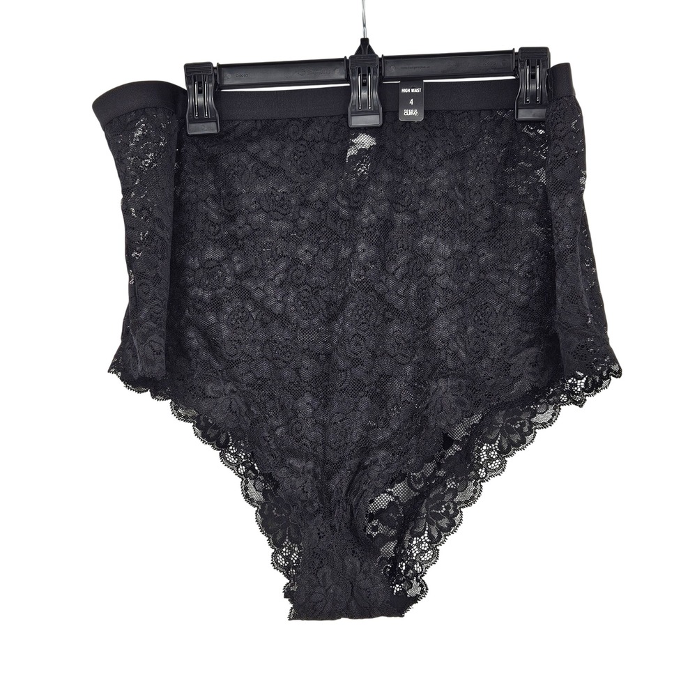 Torrid‎ Curve Black Floral Lace High Waist Cheeky Panties Size 4 Romantic Goth